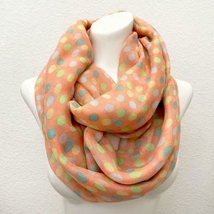 Pastel Polka Dot Print orange Infinity Scarf, LOF Love of Fashion in NY,…